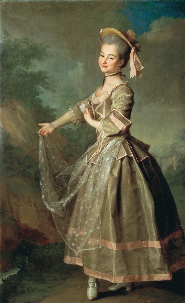 Portrait of lady with large dress by Dmitry Levitzky